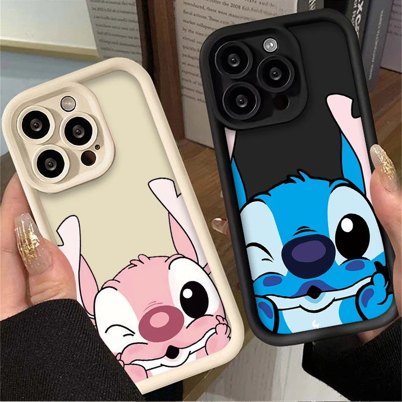 Urocze etui Disney Stitch Angel Printing do iPhone'a 16 15 14 13 12 11 Pro Max X XS X S Max XR SE 2020 7 8 Plus iphone16 Cover