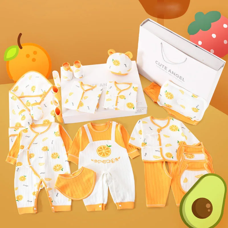 24/26 Pieces/0-3Months Newborn Baby Clothing 100% Cotton Kids Clothes Suit Printing Unisex Infant Boys Girls Fruit Clothing Set