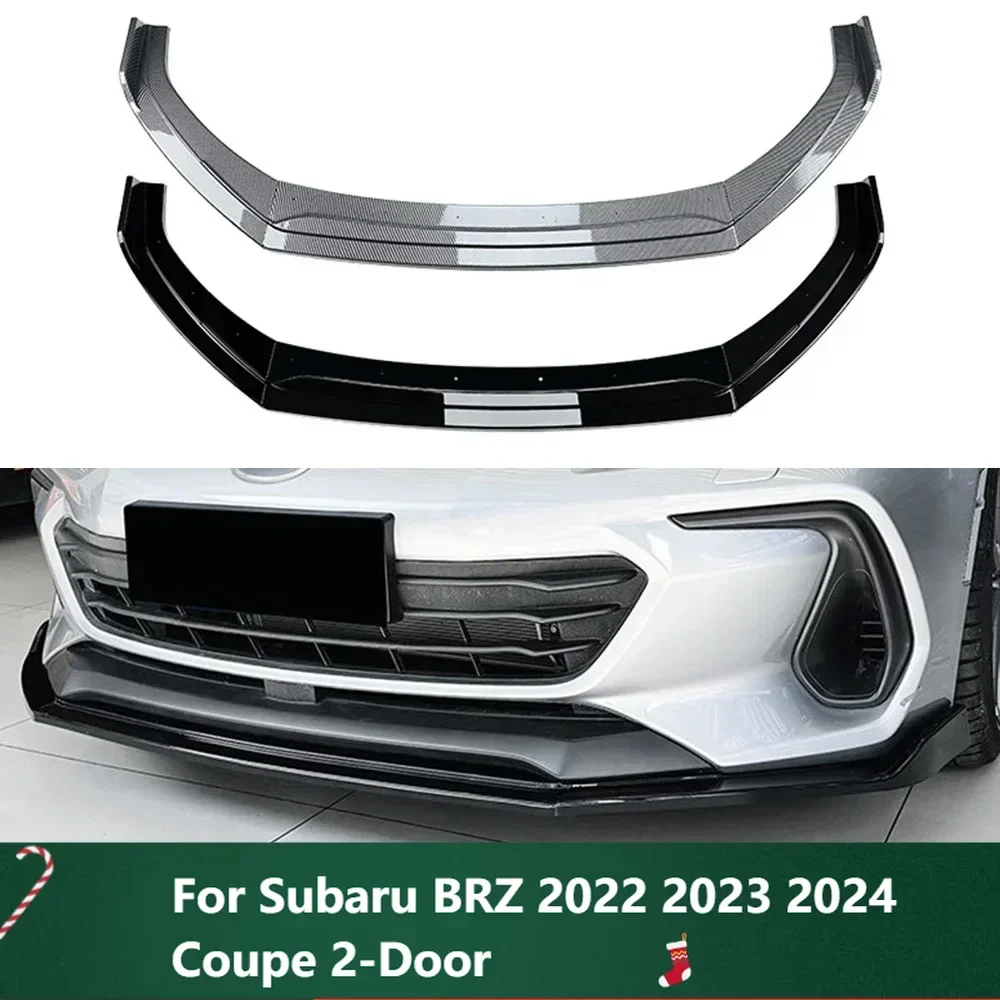 

New！Front Bumper Spoiler Lip Carbon Fiber Look/Gloss Black Lower Protector Splitter Blade For Subaru BRZ 2022 2023 2024 Coupe 2-