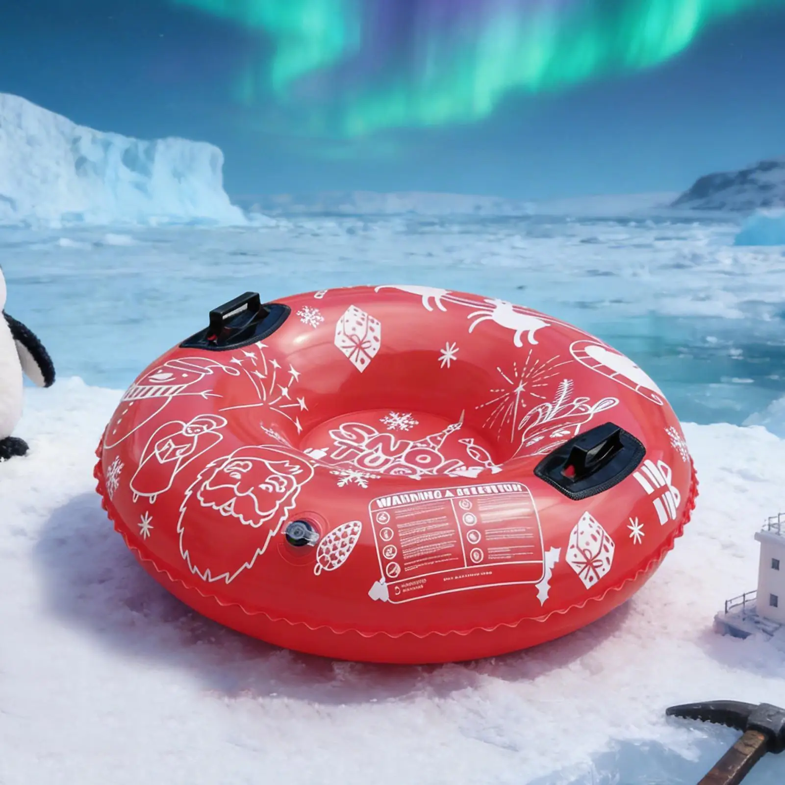 All-Terrain Heavy Duty Snow Tube, Inflatable Sledding Supplies for Snowfields Park Mountain, Family Beginners Visitors