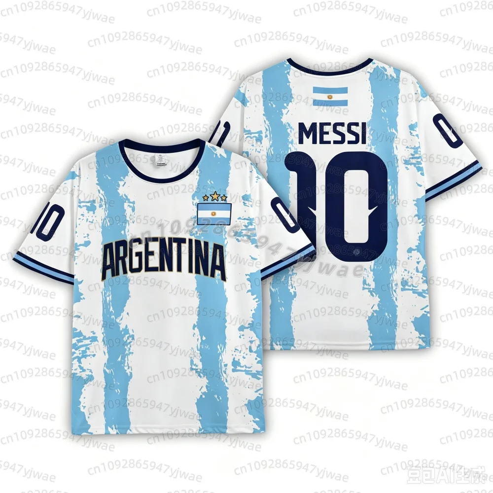 2026 BOYS Harajuku Argentinien Messi 10 Fußballtrikot Shorts Set Damen Herren Kinder Shirt und Shorts Sommer Fans 2-teiliges Set – Detail 10