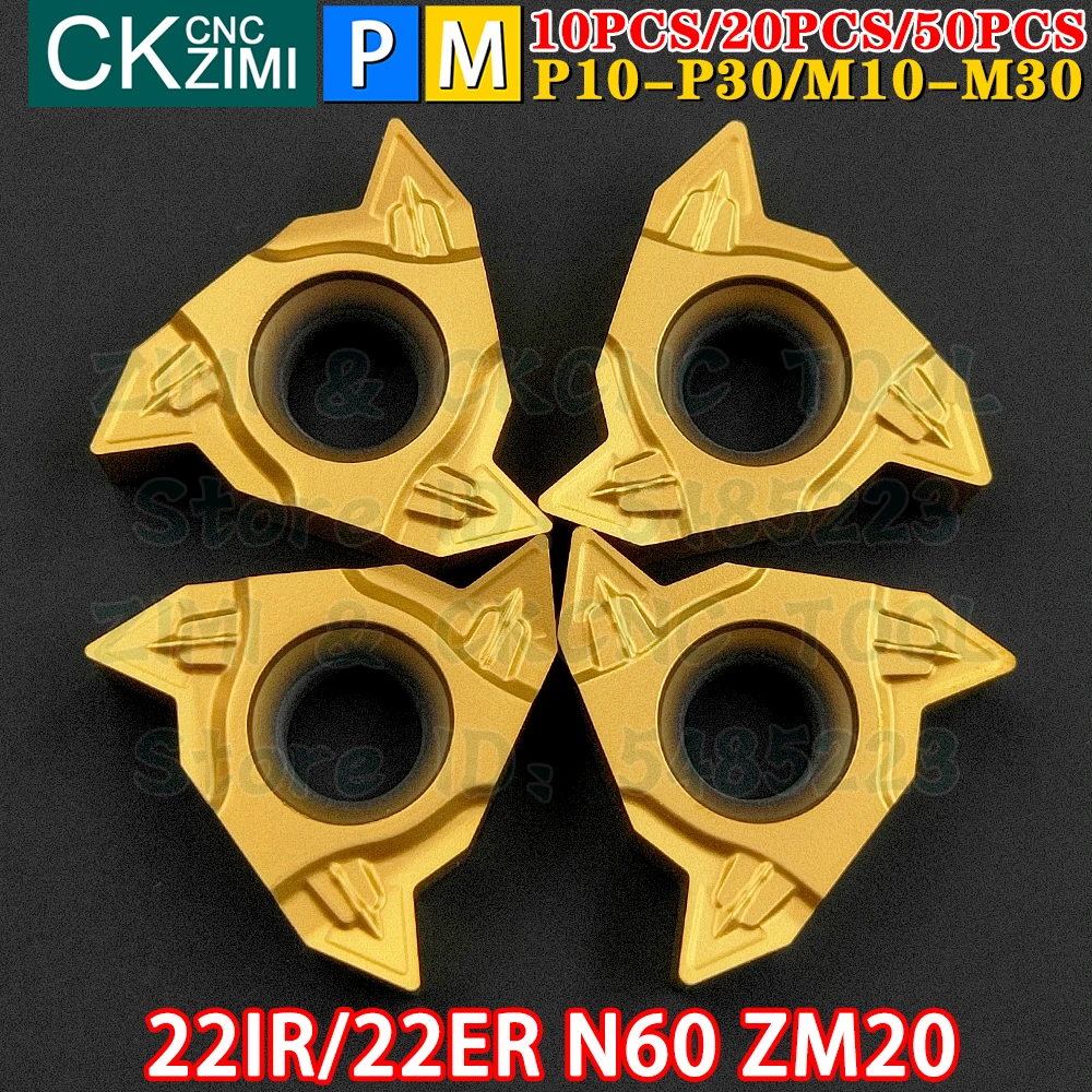 22IR N60 ZM20 22ER N60 ZM20 Carbide Inserts Internal External Thread Threaded Turning Inserts Tools CNC Metal Lathe Cutter Tools