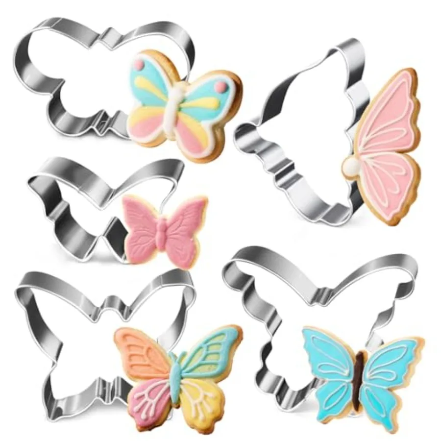 

5 упаковок, набор резцов для бабочек Ce, формы для выпечки в форме крыльев бабочки из нержавеющей стали для печенья, помадки, торта, ремесла, кондитерские украшения