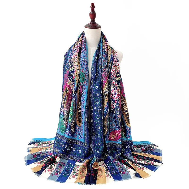 

Женская шаль с цветочным принтом стиль бохо, женский шарф, дышащие тонкие дорожные пляжные шарфы, этнические шали, винтажная бандана, палантины