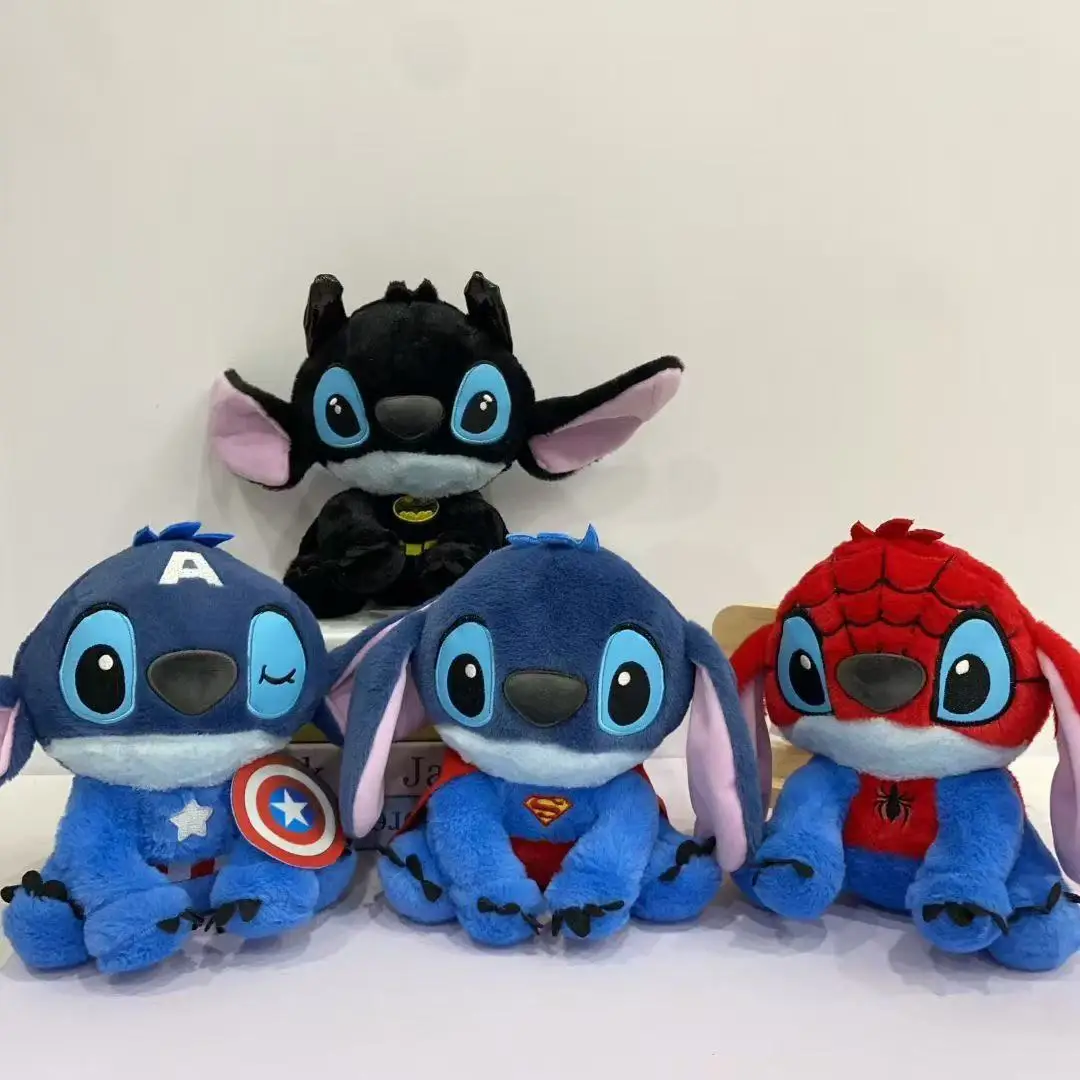 

Hot Cartoon Disney Stitch Cosplay Avengers Plush Toys 25/28cm Cute Cartoon Sitting Stuffed Doll Pillow Children Birthday Gifts