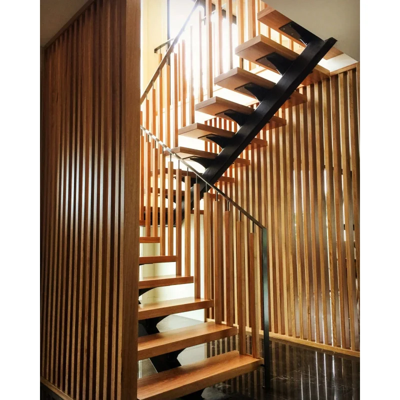 custom.Mono Stairs With Oak Timber Tread and Sensor LED Light From Foshan