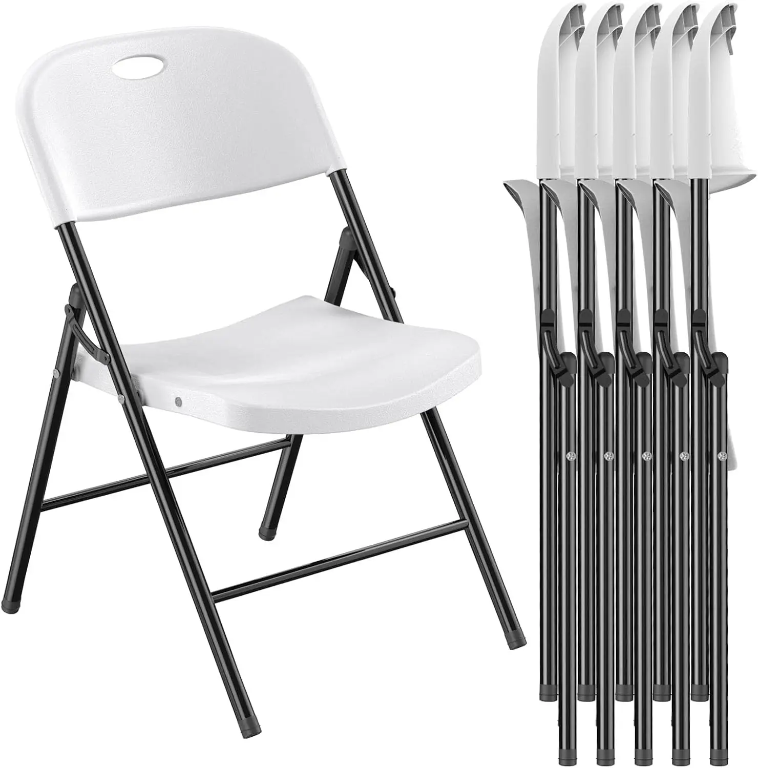 350 Weight Limit Heavy Duty Plastic Folding Chair with Reinfoced Steel Frame for Indoor and Outdoor, Wedding, Party, Restaurant,