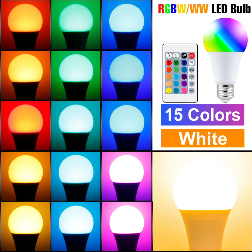 25 واط LED RGB ضوء لمبة E27 مصباح 16 ألوان التحكم عن بعد عكس الضوء الثريا لمبات 220 فولت جو الإضاءة كرنفال المنزل 110 فولت