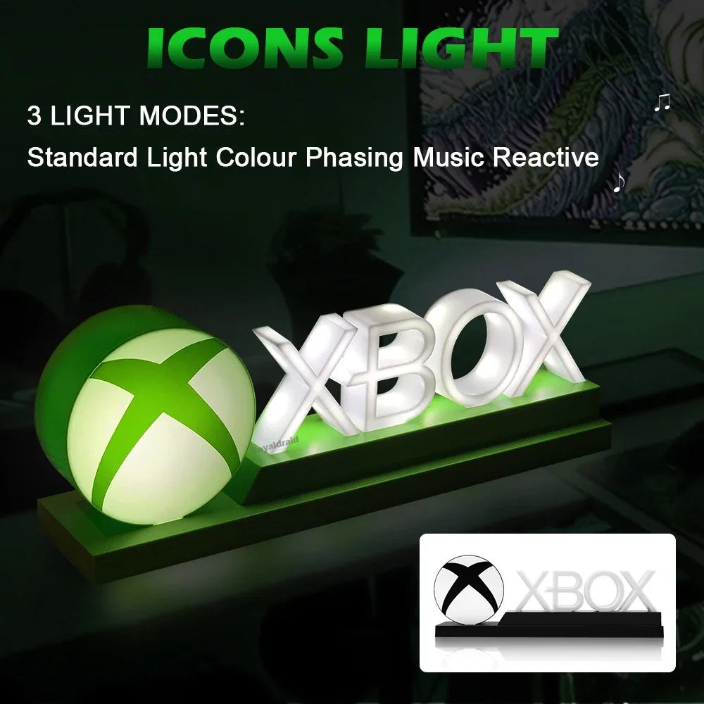 NEW Game Icon Light Lamp For X-BOX Sign Voice Control Decorative LED Desktop Table Lamp Music Atmospheres Night Light Dropshippi