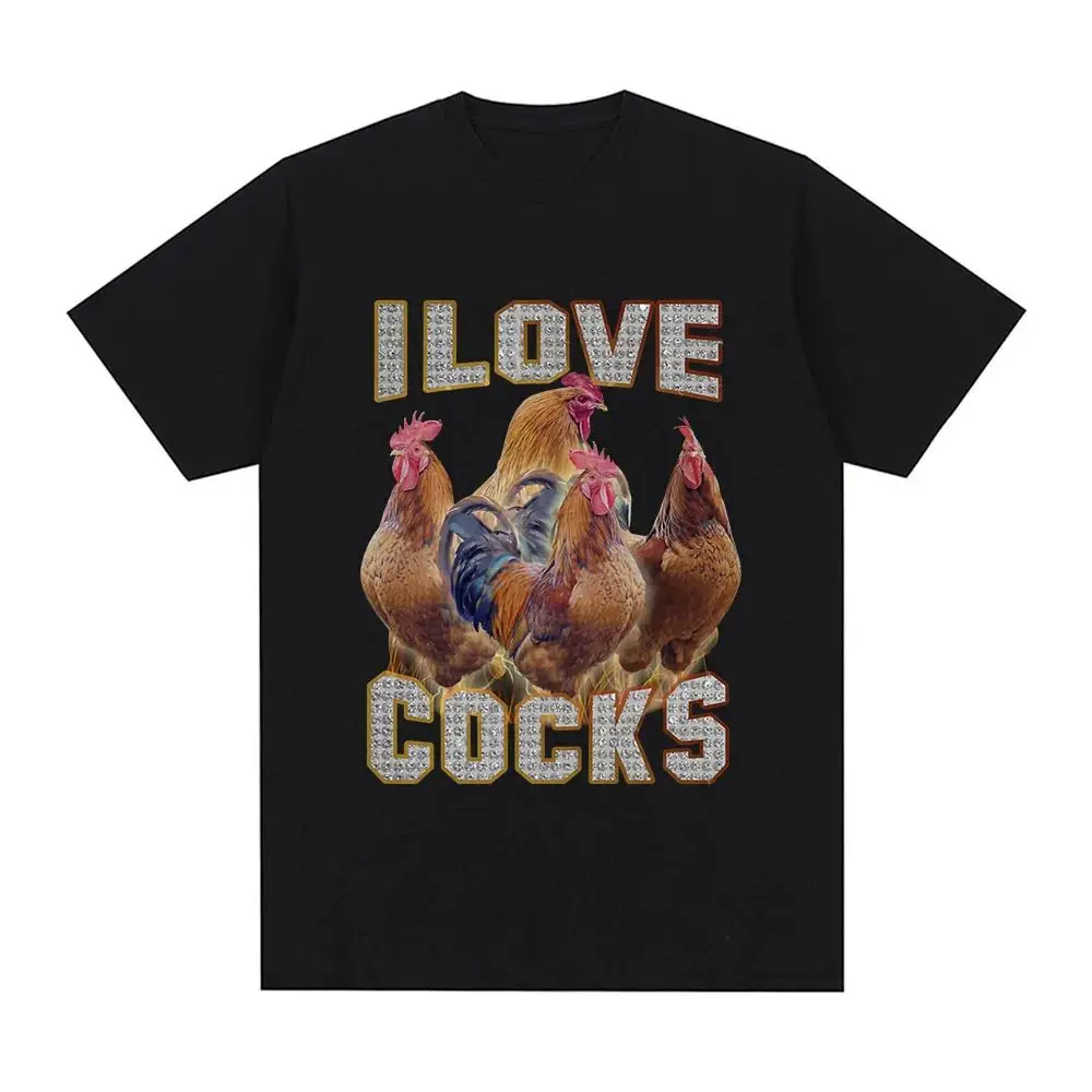 Summer I Love Cocks Funny Roosters Meme T Shirt Chicken Lovers Short Sleeve Men Women  Cotton Oversized T Shirts Streetwear