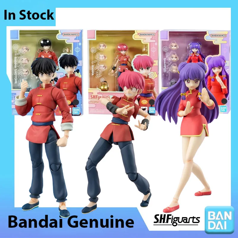 Bandai 100% Original Ranma 1/2 Kit de Modelo SHF Shampoo Ranma Saotome Figura de Acción de Anime Coleccionable Modelo Terminado Juguetes Regalos