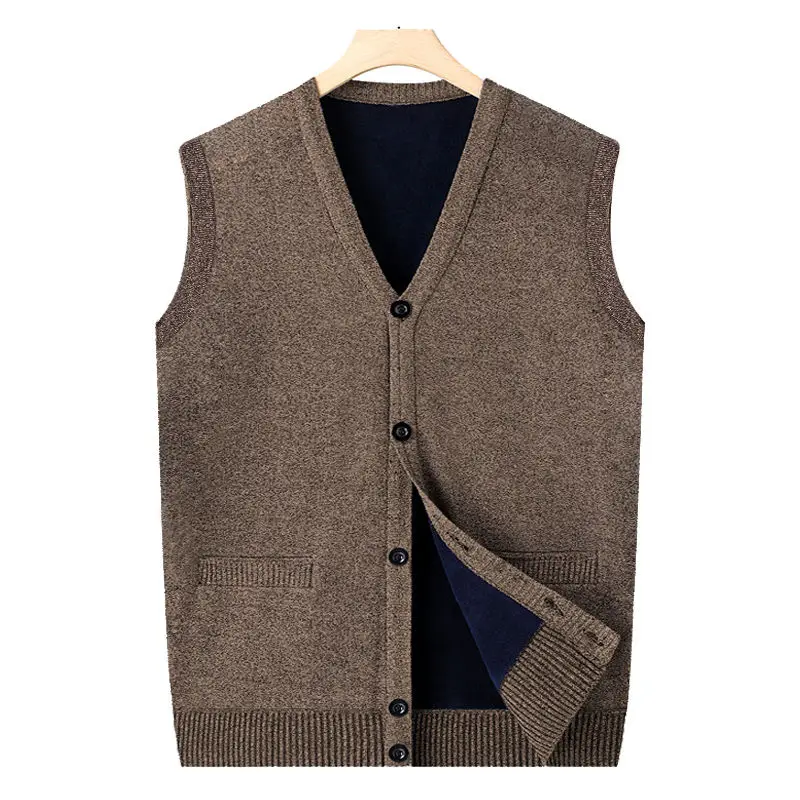 

Men Clothing 2024 Autumn Winter New V Neck Knit Cardigan Vest Male Casual Sweater Waistcoats Men Solid Sleeveless Coats D663