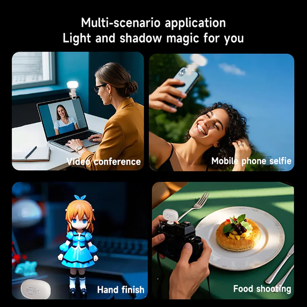 LED Video Photography Lighting Mini Fill Light LED Straight Pocket Pocket Live Vlog Clip for Phone iPhone iPad Laptop Camera