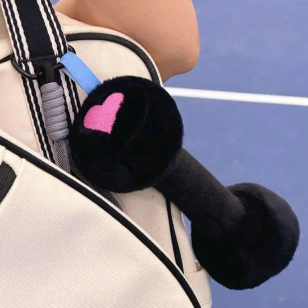 

Bicep Curl Plush Dumbbel Pendant Graspable 1:1 Simulation Dumbbel Keychain with Strap Stuffed Plush Dumbbel Keyring