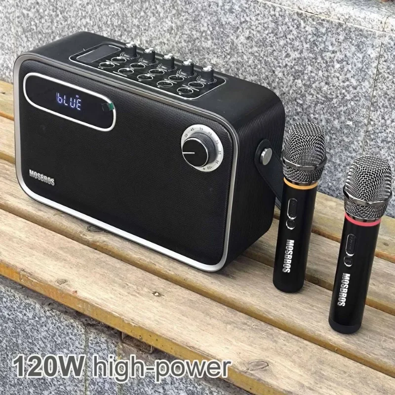 KaraBass 120W Powerful Karaoke Bluetooth Speaker with Mic 8 Sound Units Built-in 12000mAh Large Battery Portable HIFI Subwoofer