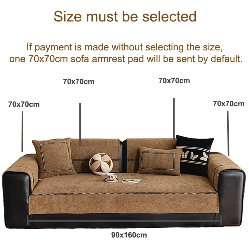 Retro Sofa Cover Short Plush Caramel Sofa Pad Anti-slip Winter Warm Protector Mat for Couch Living room Home Decoration Washable