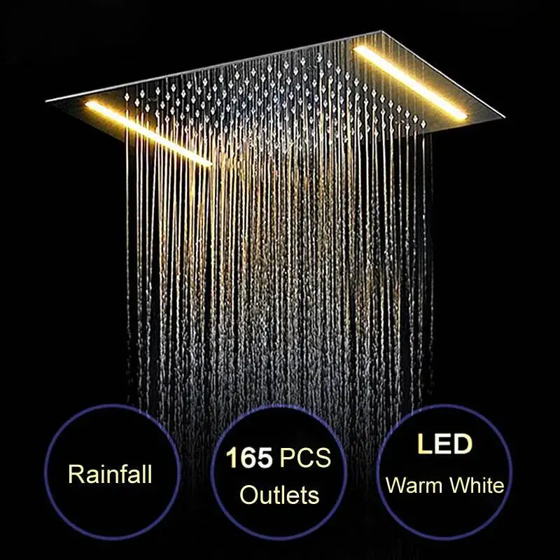 

New Design Bath Electric Ceiling Recessed Rainfall Head 304SUS Bathroom Accessories Douche Overhead Shower Panel