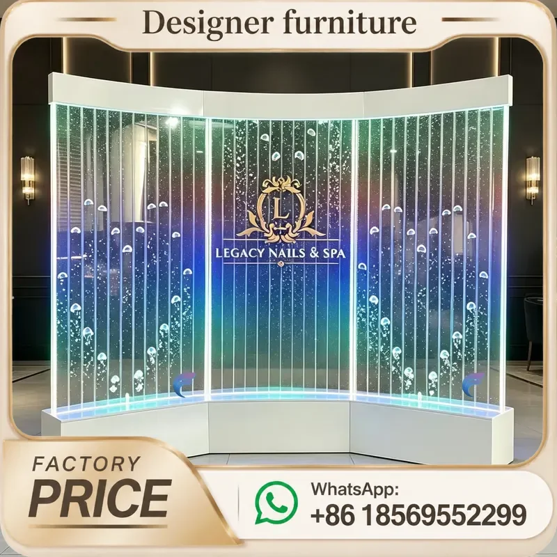 RGB LED Bubble Wall Water Panel Digital Control Acrylic Water Curtain Indoor Water Feature Partition for Hotel Commercial