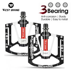 West biking ultraleve pedais de bicicleta selado rolamento liga de alumínio ciclismo antiderrapante mtb pedais planos bmx bicicleta de estrada acessórios