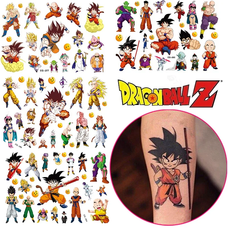 Dragon Ball Son Goku Tattoo Stickers Anime Surrounding Water Transfer Party Stickers Children's Body Art False Tattoo Toy Gifts