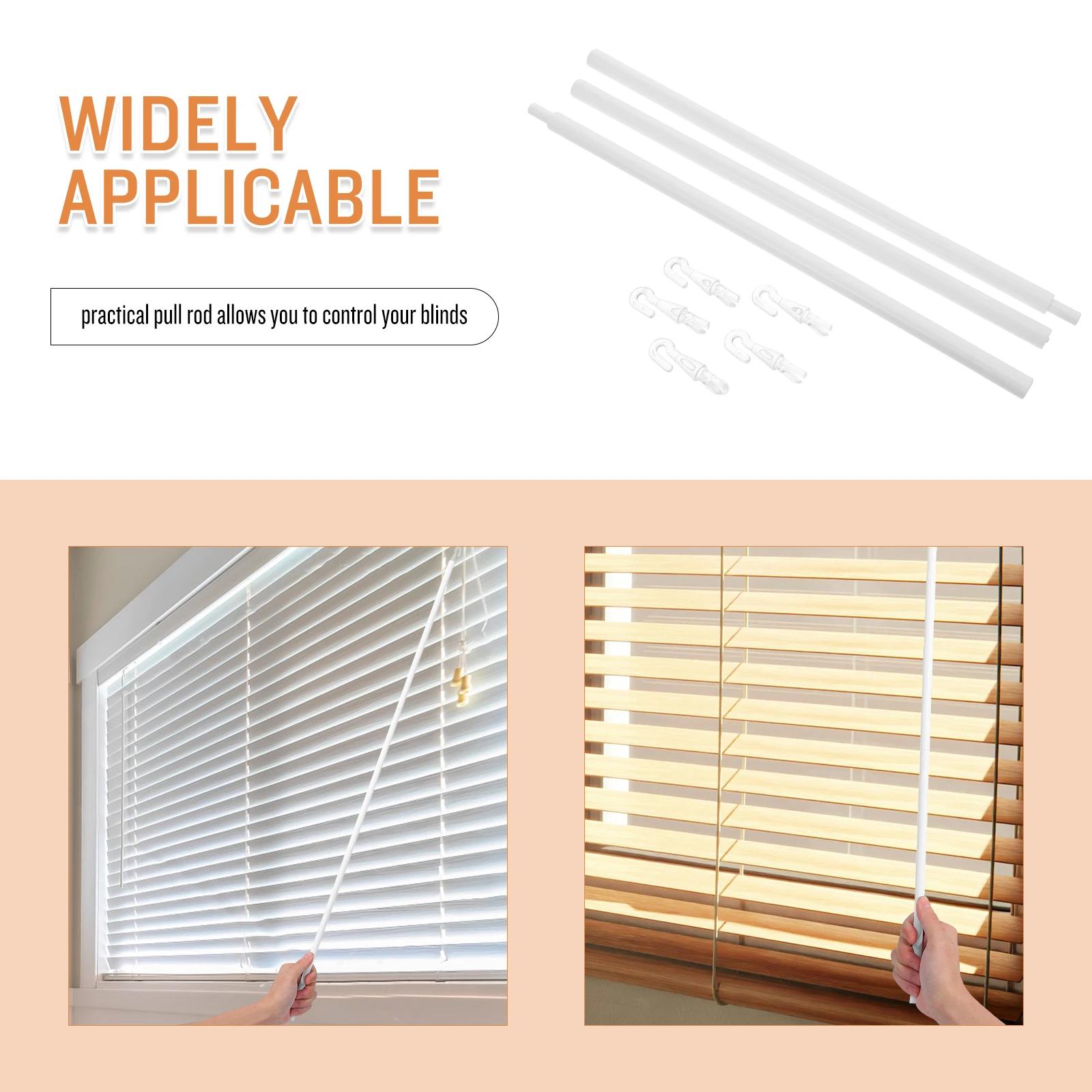 

Blind Accessories Replacement Pull Rod Fiberglass Wand Easy Install Lightweight Control Stick Tilt for Window