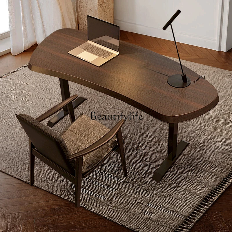 Escritorio italiano ligero de madera maciza de lujo, escritorio sencillo para ordenador de estudio en casa, escritorio de escritura moderno