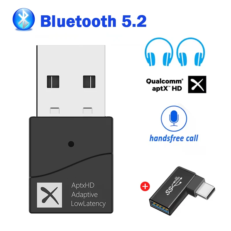 TX40 Bluetooth 5.2 Transmitter APTX HD LL Low Latency Adaptive USB Wireless Audio Adapter Handsfree Call For PS4/5 Notebook PC T