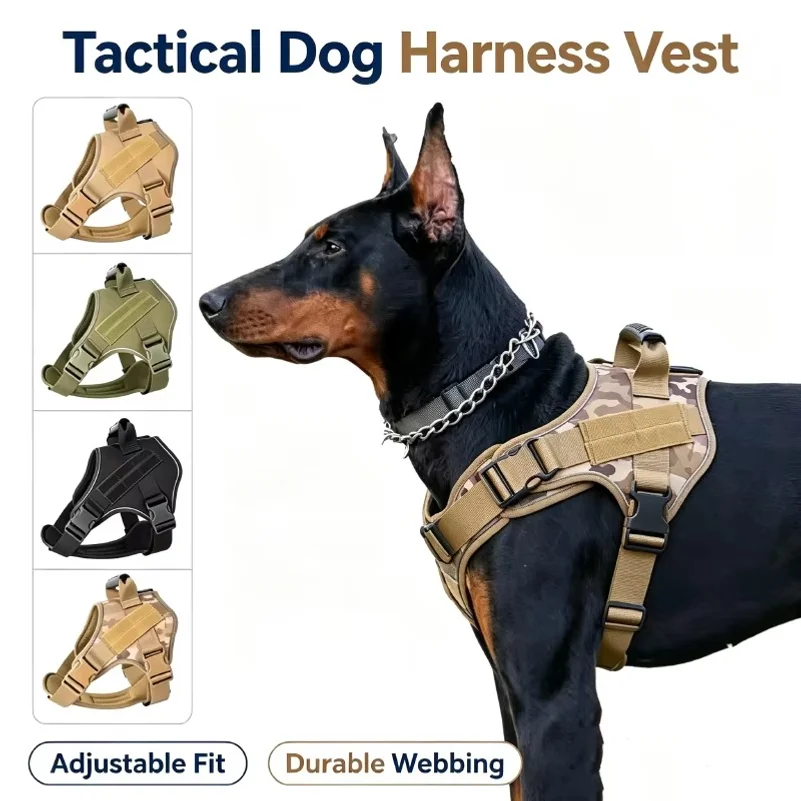 Tactical Dog Harness for Large Dogs No Pull Explosion Proof Heavy Duty Adjustable Military Grade K9 Training Walking Vest