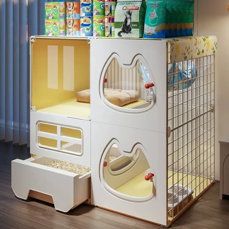 cat villa large free space household indoor cat nest toilet integrated  one living room one bathroom cat cabinet