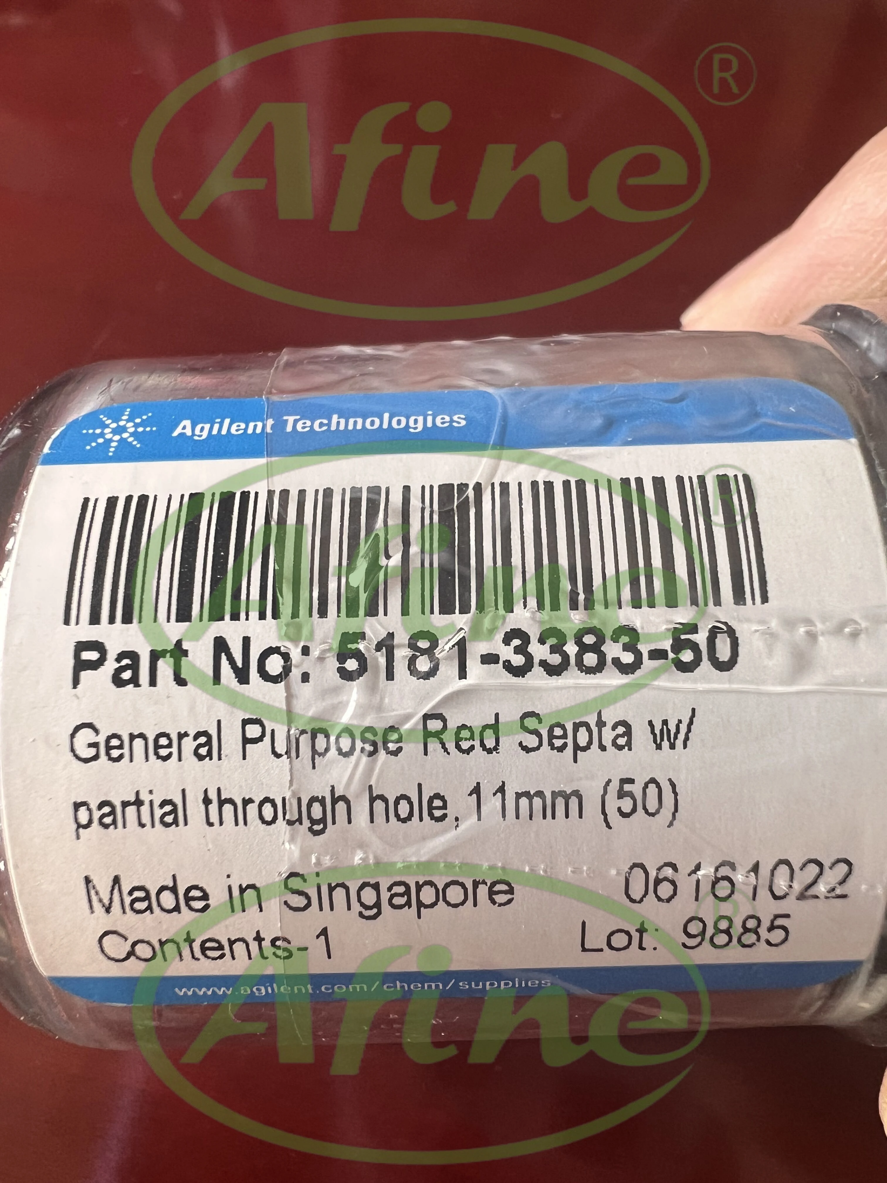 AFINE Agilent General Purpose Septa for GC 5181-3383-50 Inlet 11mm Partial Through-hole 50/pk for 5880 5890 4890 6850 6890 7890