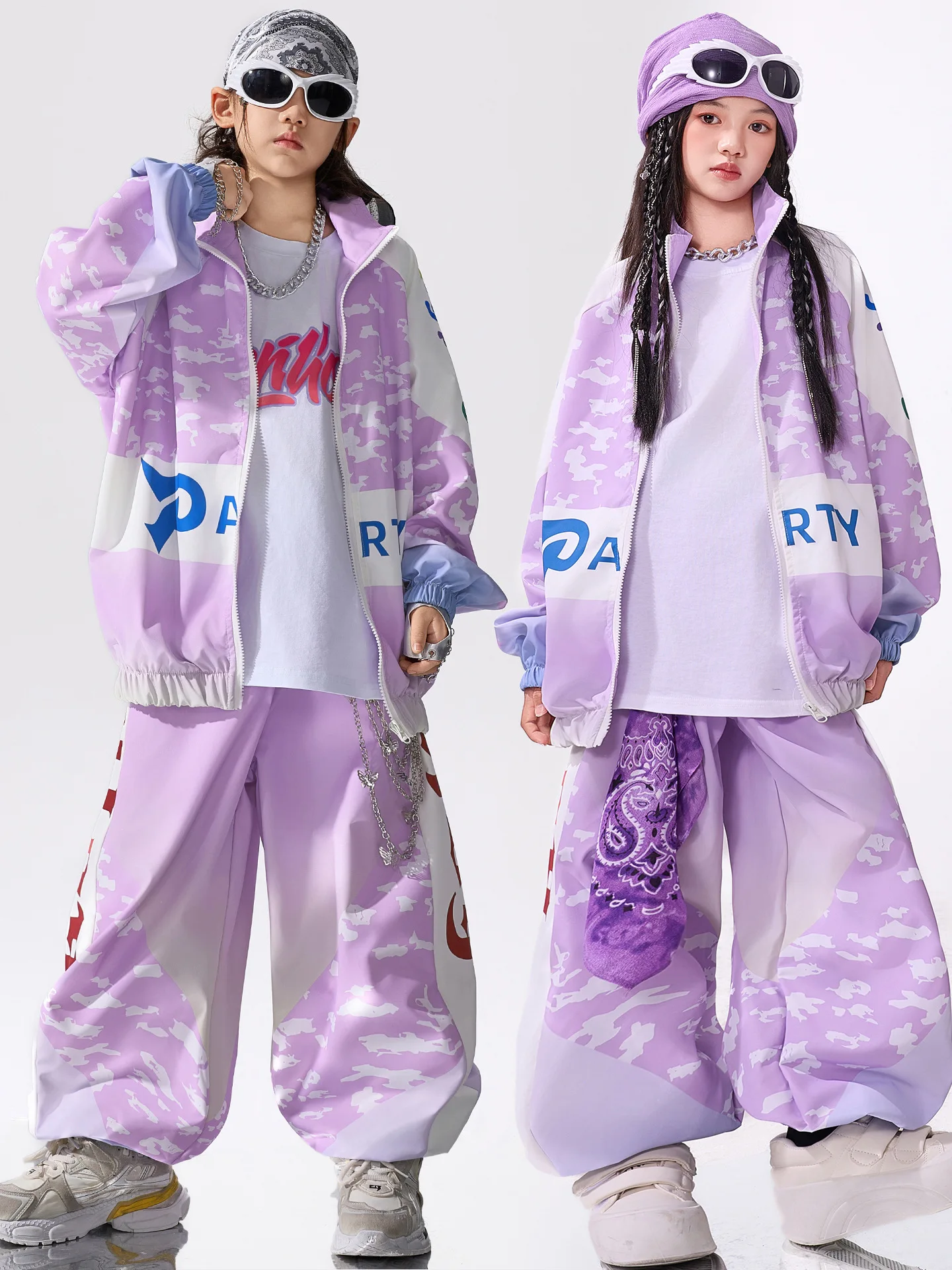 십대 녹색 스포츠 정장 헐렁한 힙합 의류 긴 소매 코트 바지 소년 소녀 가을 겨울 거리 댄스 의상