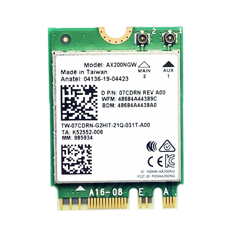 AX200NGW adattatore per scheda Wireless Bluetooth compatibile Wireless WiFi 6 scheda di rete Dual Band 2.4G 5G 802.11ax per Intel