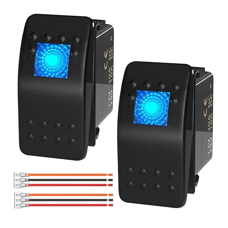 

12V 24V LED 3 Pin Socket RV Car Marine Boat On/Off Toggle Panel 2x