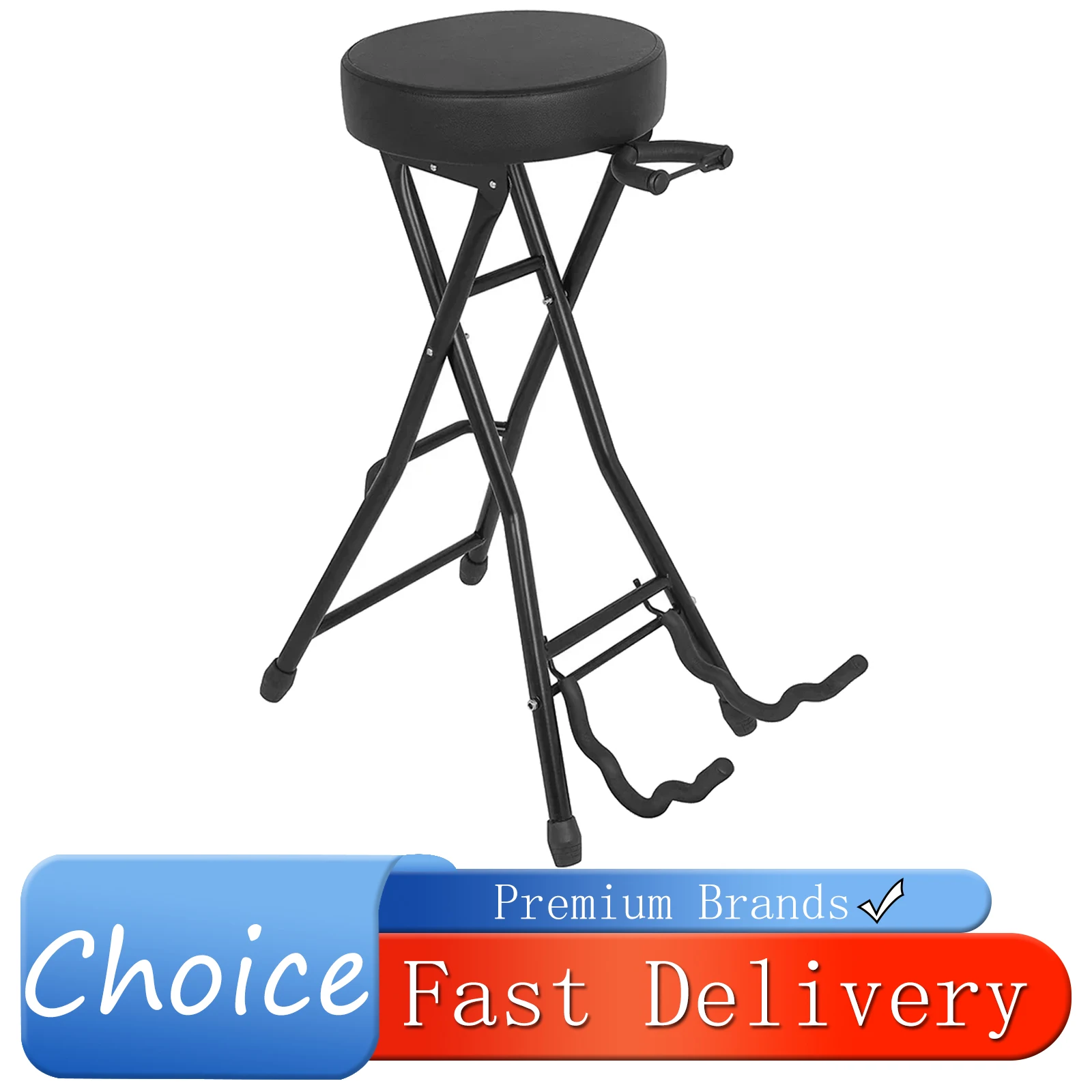 IRIN Guitar Bass Stool with Padded Cushion Foldable Guitar Bracket Stand Hold Performance Chair String Instruments Accessories
