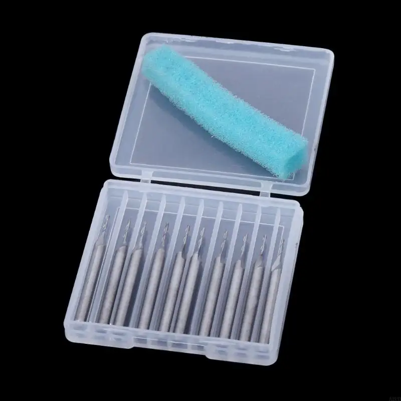 A2UD 10 PCS 1/8 "1mm 더블 플루트 나선형 카바이드 평면 코 엔드 밀 라우터 비트 5