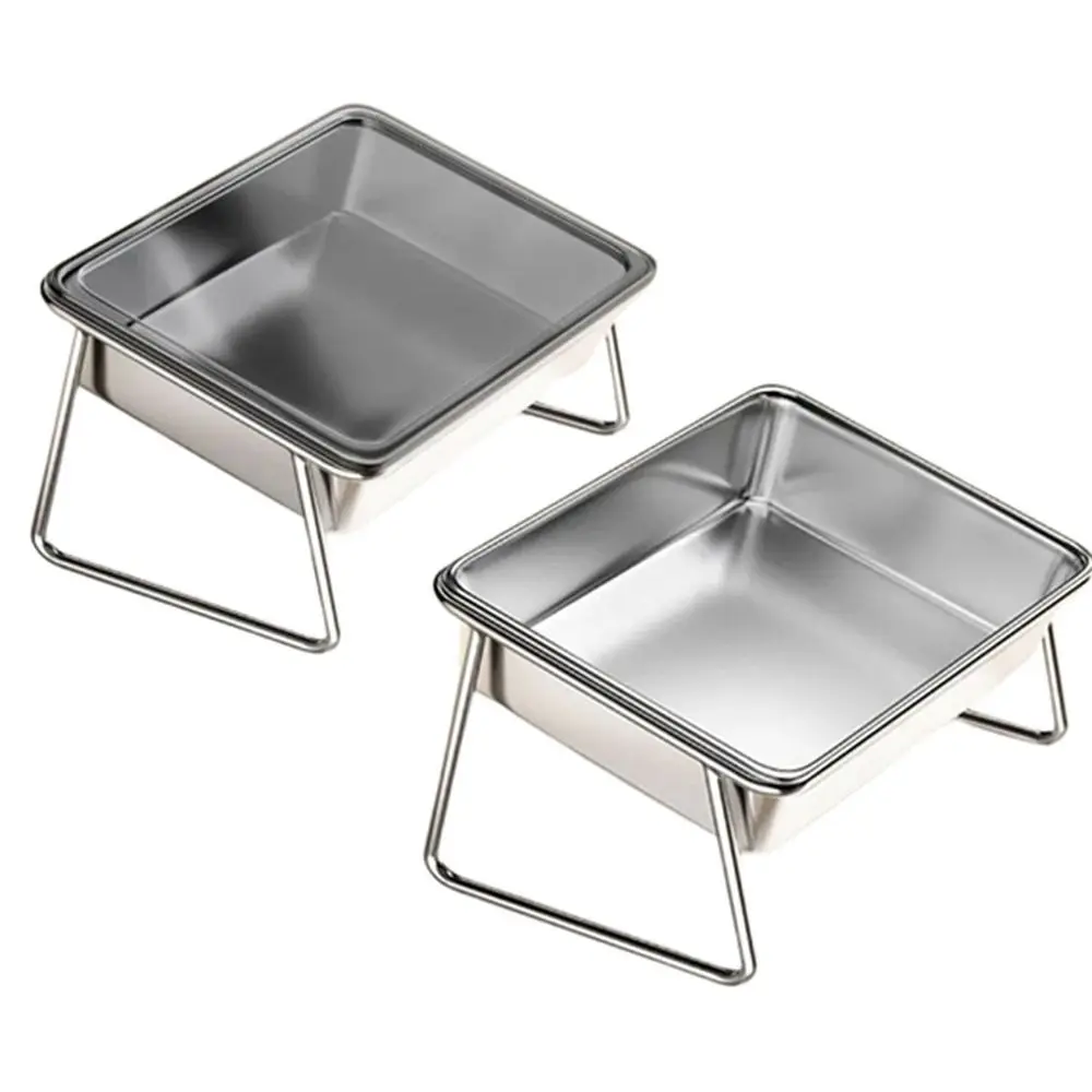 

Raised Dog Food Bowls Stainless Steel 15 Degree Inclined Cat Water Bowl Neck Protection High Rack Pet Feeding Dish Pet Feeder