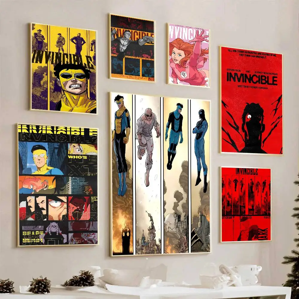 Cartoon-Bilder I-InvincibleS Klassische Vintage-Poster Dekoration Wandkunst Weißes Kraftpapier Kawaii Raumdekoration