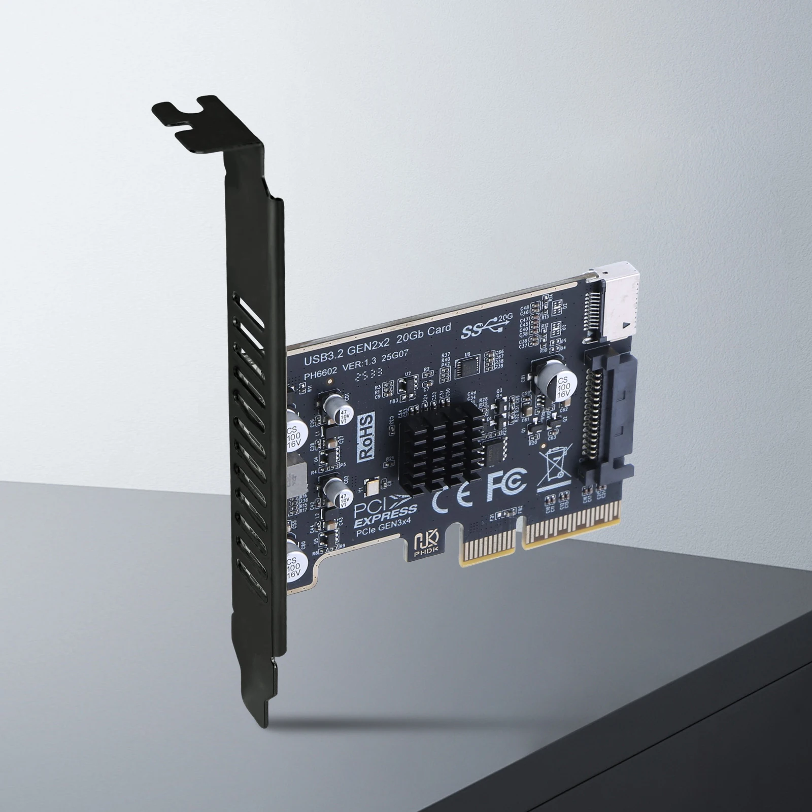 PCIE To Type-E Expansion Card PCI Express X4 To Type E ASM3242 Chip Front Panel Adapter Expansion Card Riser Converter