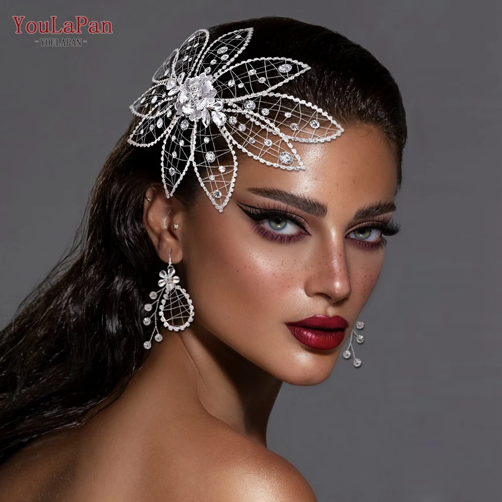 

YouLaPan Bridal Comb Big Flower Shape Wedding Headpiece Hair Ornaments Bride Hair Accessories Rhinestones Women Headdress HP516