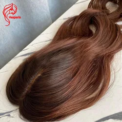 Hesperis Silk Base Human Hair Toppers 5*6 cali Ombre Dark Brown to Copper Brown Hairpieces with Thinning Crown Hair Toupee