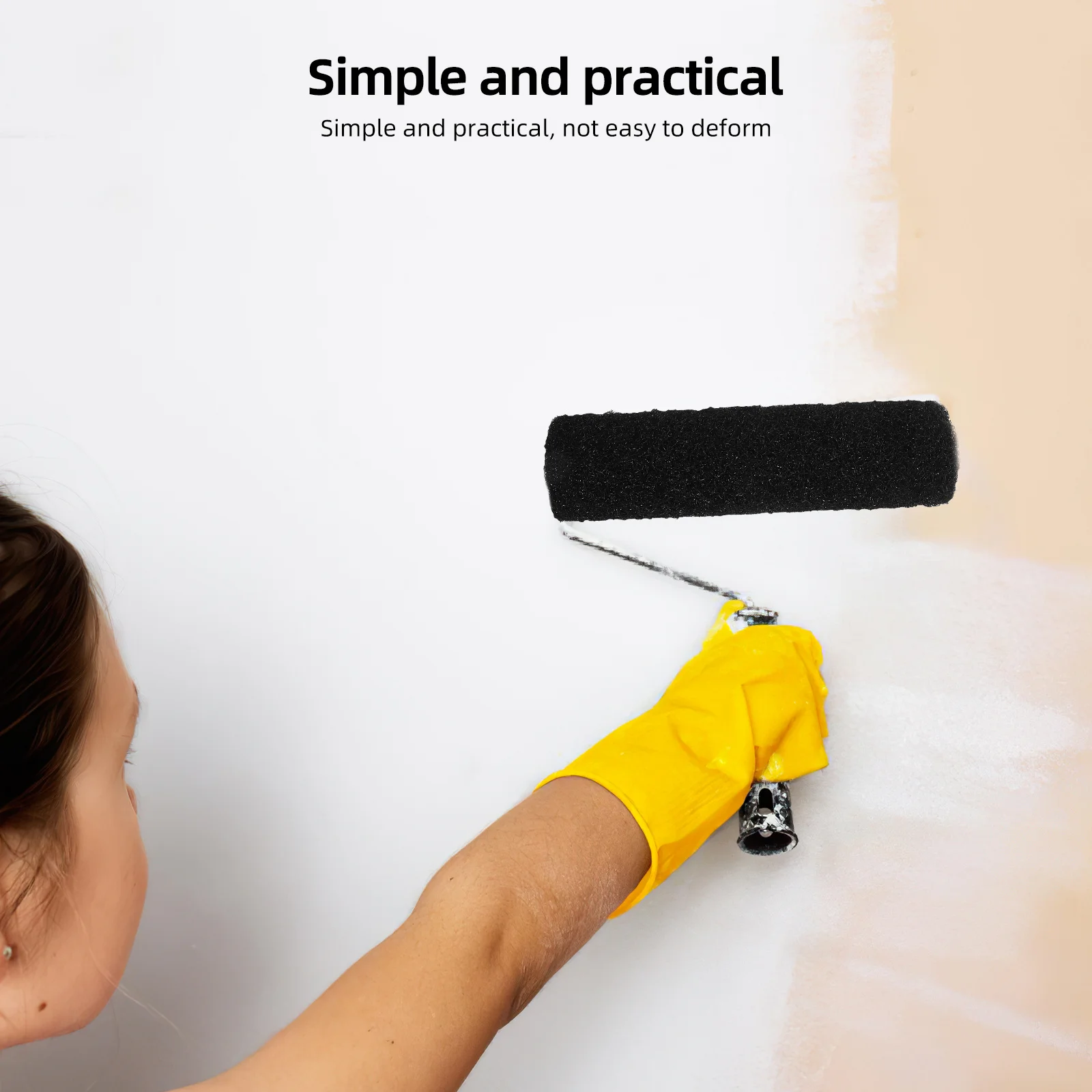 9Inch Black Drywall Compound Brush Putty Roller High Elasticity Nylon Bristles Wall Texture Roller for Professional and DIY Use