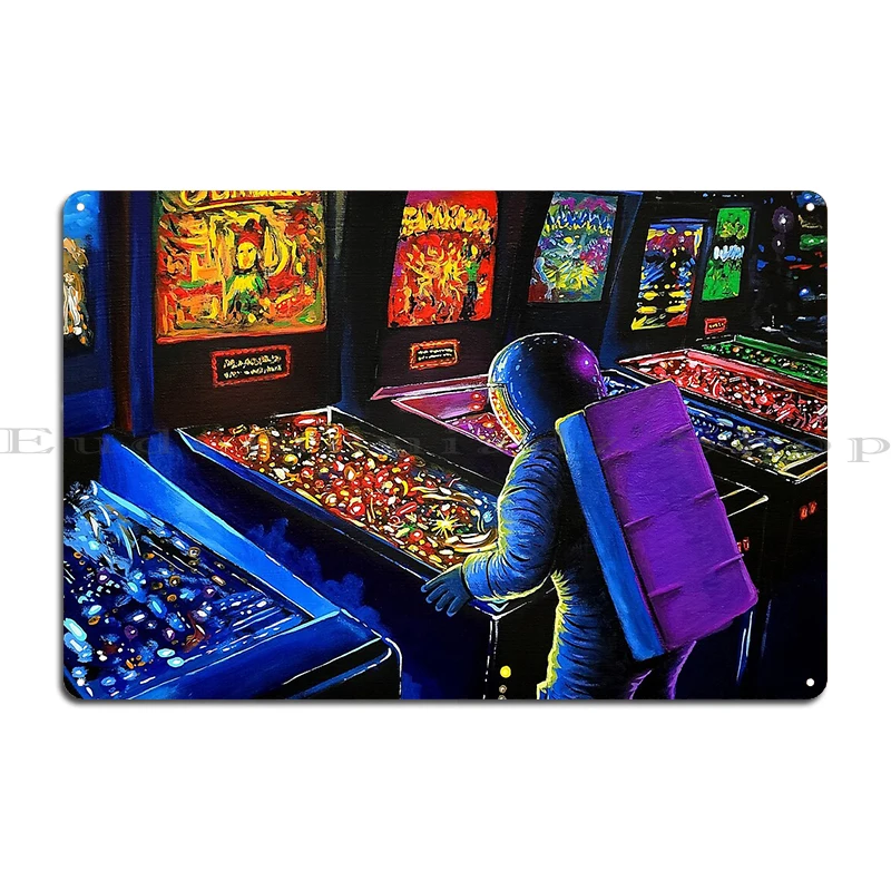 Pinball Macine Arcade Game Cool retro pinball arcade machine Pinball Wizard in space Metal Bar Wall Living Room Tin Sign Poster