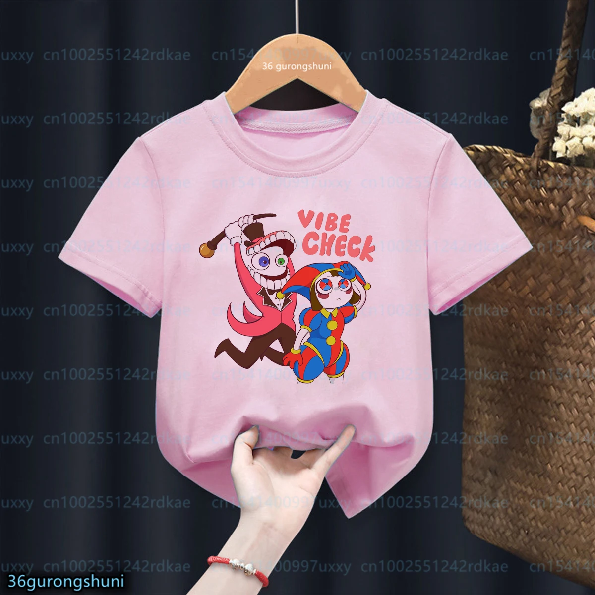 Kawaii Girls T-Shirt Video Game The Amazing Digital Circus Graphic Print Tshirt Fashion Kids Tshirt Cute Girls Clothing Pink Top