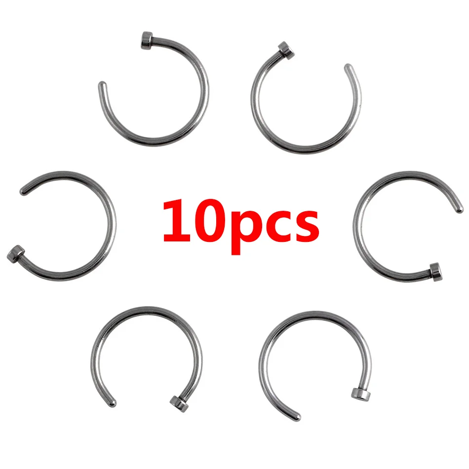 10pcs Wholesale Stainless Steel C-shaped Fake Nose Ring 18G 20G 6/8/10mm Multicolour Nostril Hoop Piercing Body Jewelry