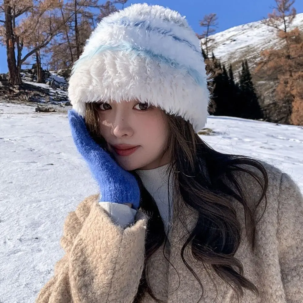 Faux Fur Bucket Hat Cold Protection Ear Protection Ear Flap Hat Thick Korean Style Large Head Circumference Hat Daily Outdoor