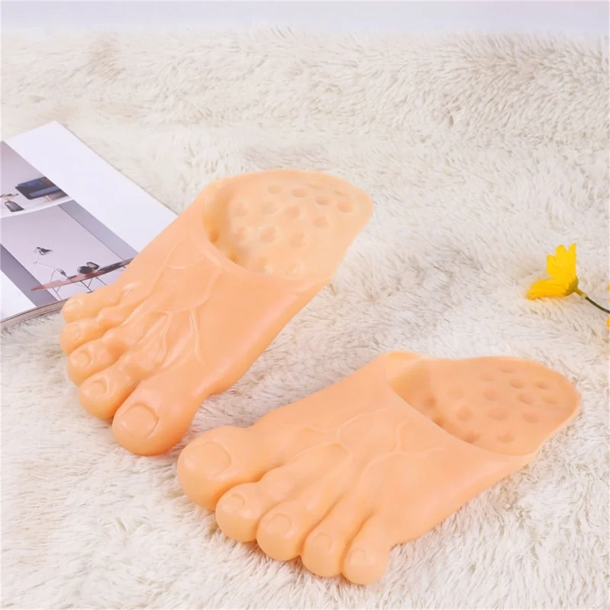 Big Feet Spoof Slipper Shoes Halloween Cosplay Stage Props Imitates Barefoot Kids Trick Party Human Foot Shoes Creative Slippers