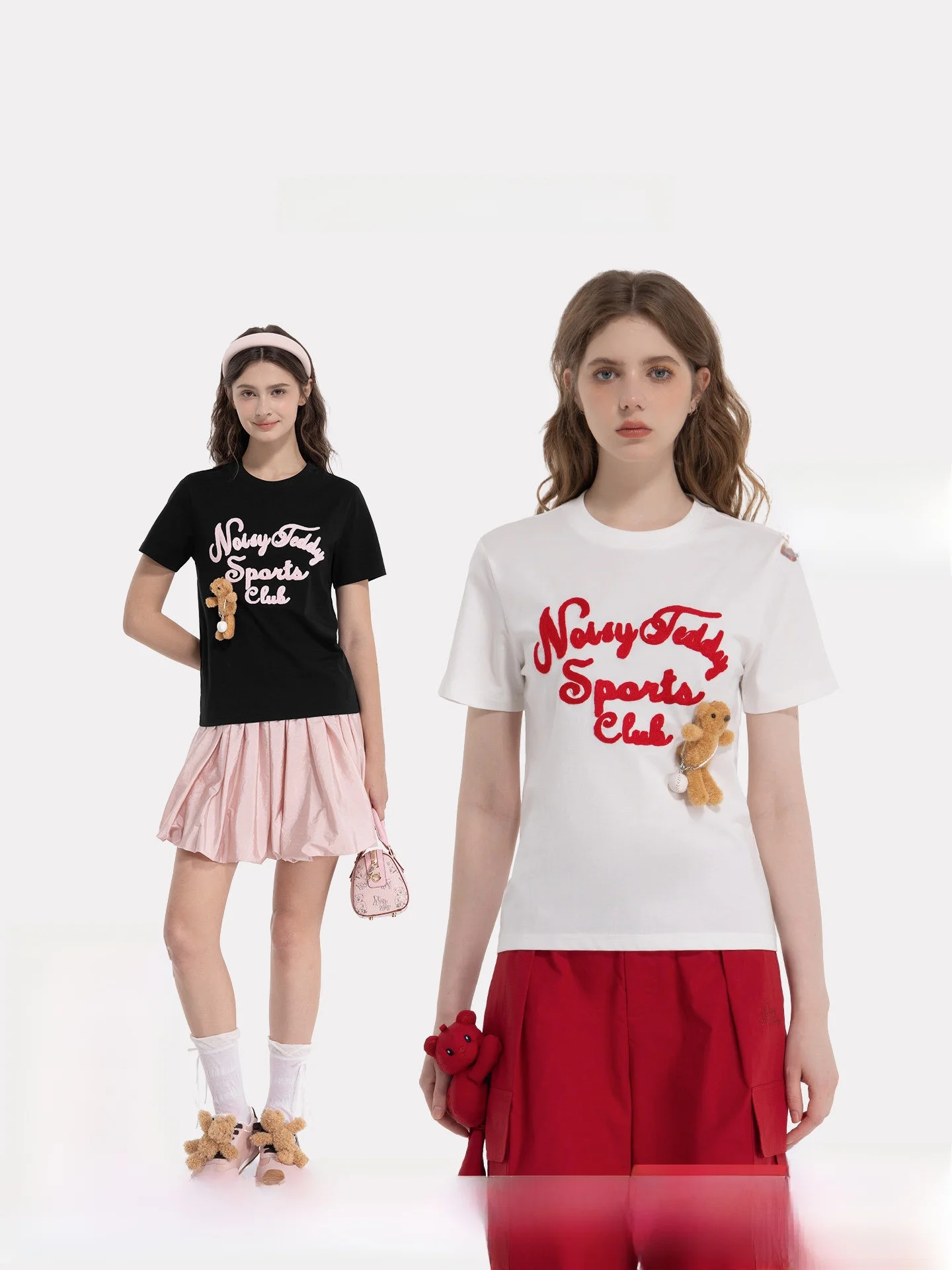 

Футболка Noisy Teddy26 летняя новая с милым 3D-медведем, женская, с надписью, круглым вырезом, коротким рукавом, удобная, повседневная, приталенная, из хлопка