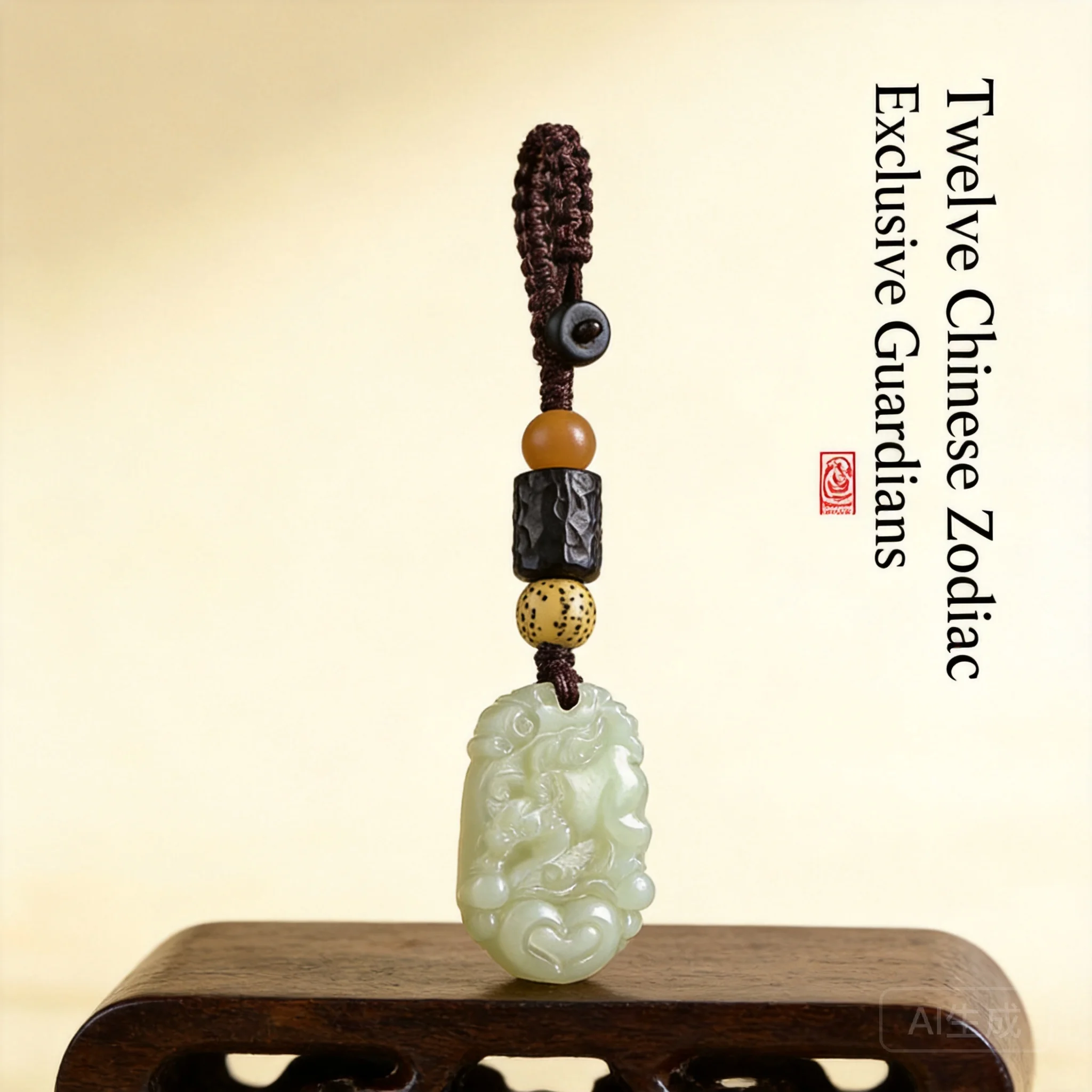 

2026 Twelve Chinese Zodiac Jade Car Keychain Pendant Benmingnian Peace Good Luck Hanging Ornament for Men Women Bag Decoration