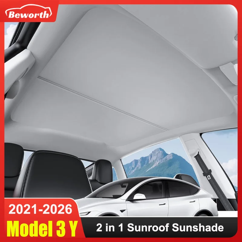 

Магнитные солнцезащитные шторки для Tesla Model 3 Y Juniper Highland 2021-2025 с креплением на присосках для стеклянной крыши, переднего и заднего люка