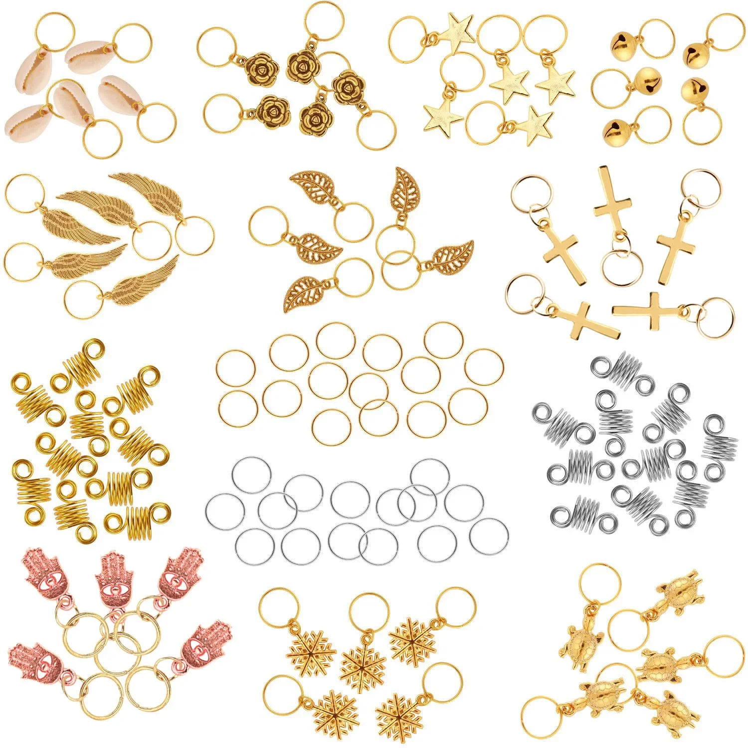 120Pcs/bag Hair Metal Rings Gold Braid Dreadlocks Beads Hair Rings/Cuffs Diy Hair Clip Cuffs Dread Tube Charm